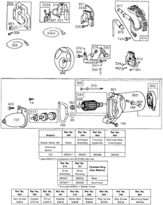 Electric Starter,misc Elect. Diagram and Parts List for 131431-0146-XX  Briggs and Stratton Engine